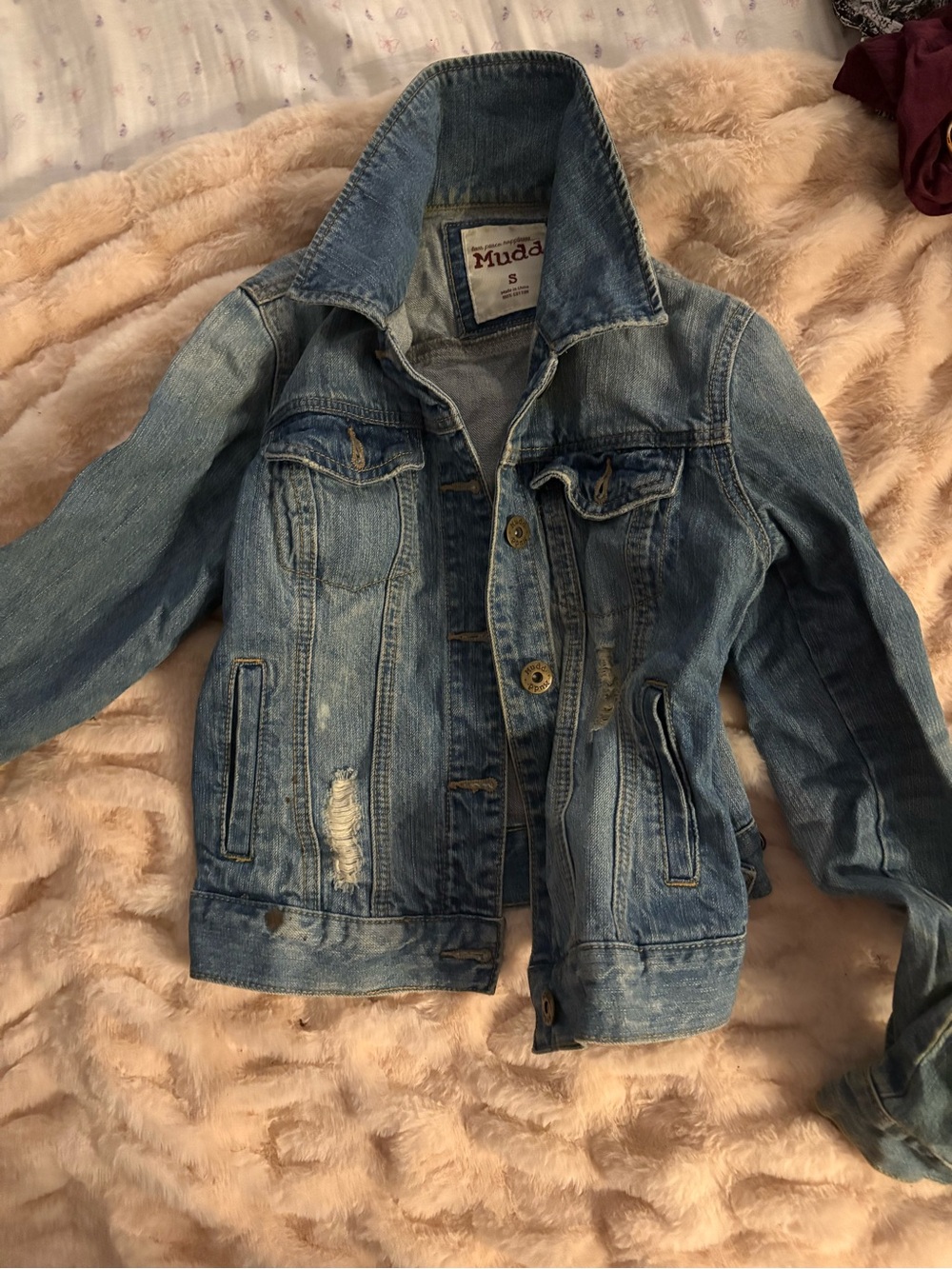 Mudd Light Blue Distressed Denim Jacket